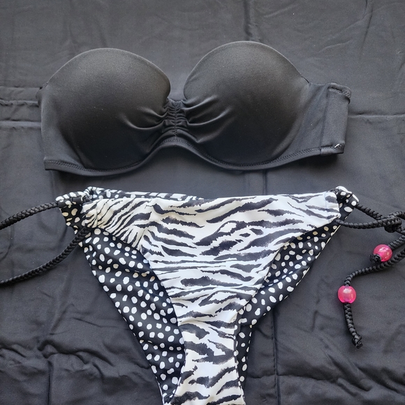 Victoria's Secret Black and Zebra Print Bikini - Picture 1 of 6